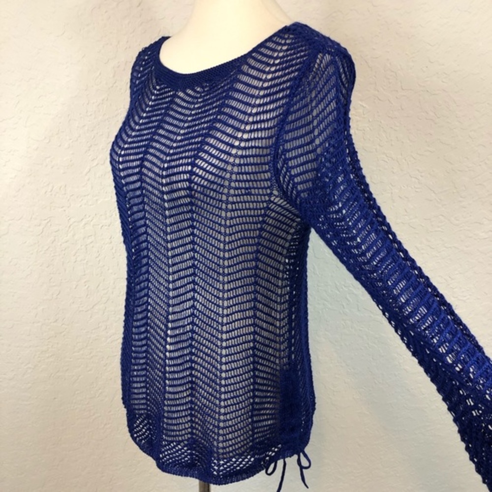 Chico’s Blue Open Knit Long Sleeve‎ Sweater Sz 0